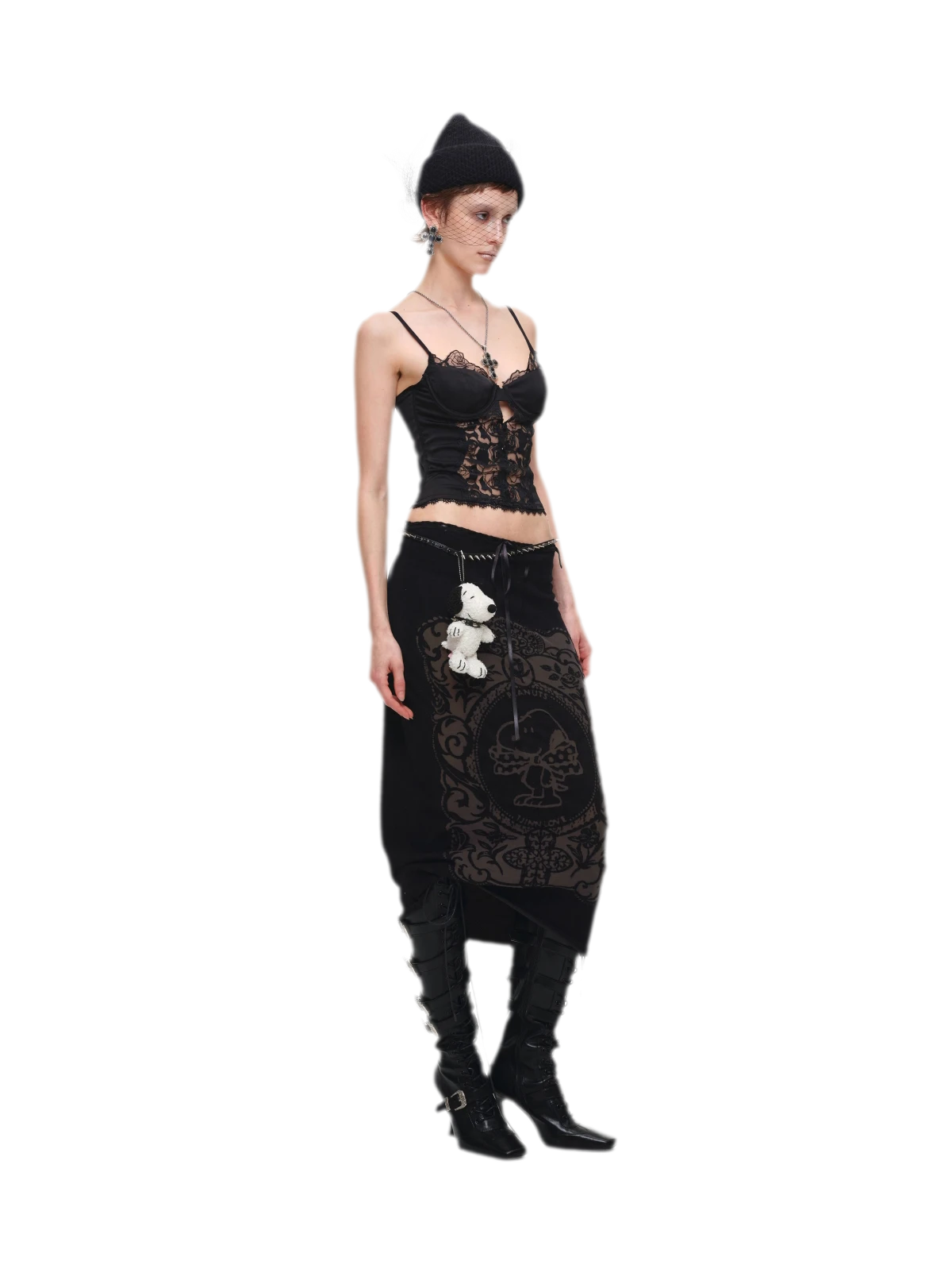 Lace Panel Satin Corset Top