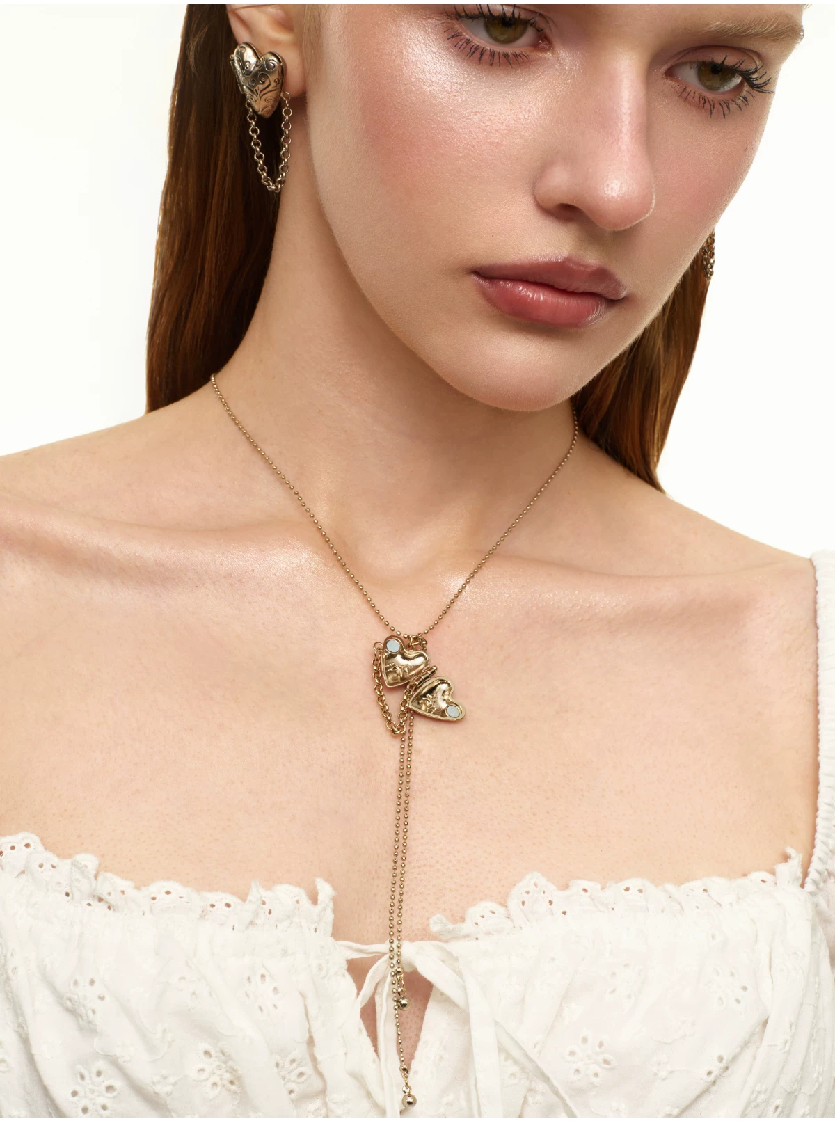 Y-Shaped Heart Tassel Necklace