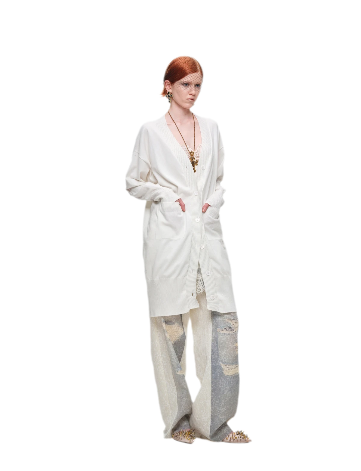 Burnout Frame Knit Cardigan