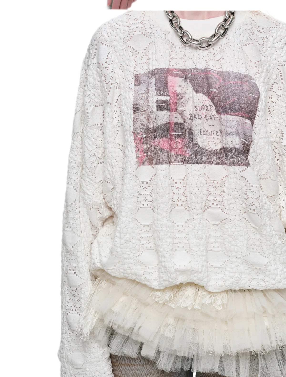 Distressed Cat Graphic Sweatshirt