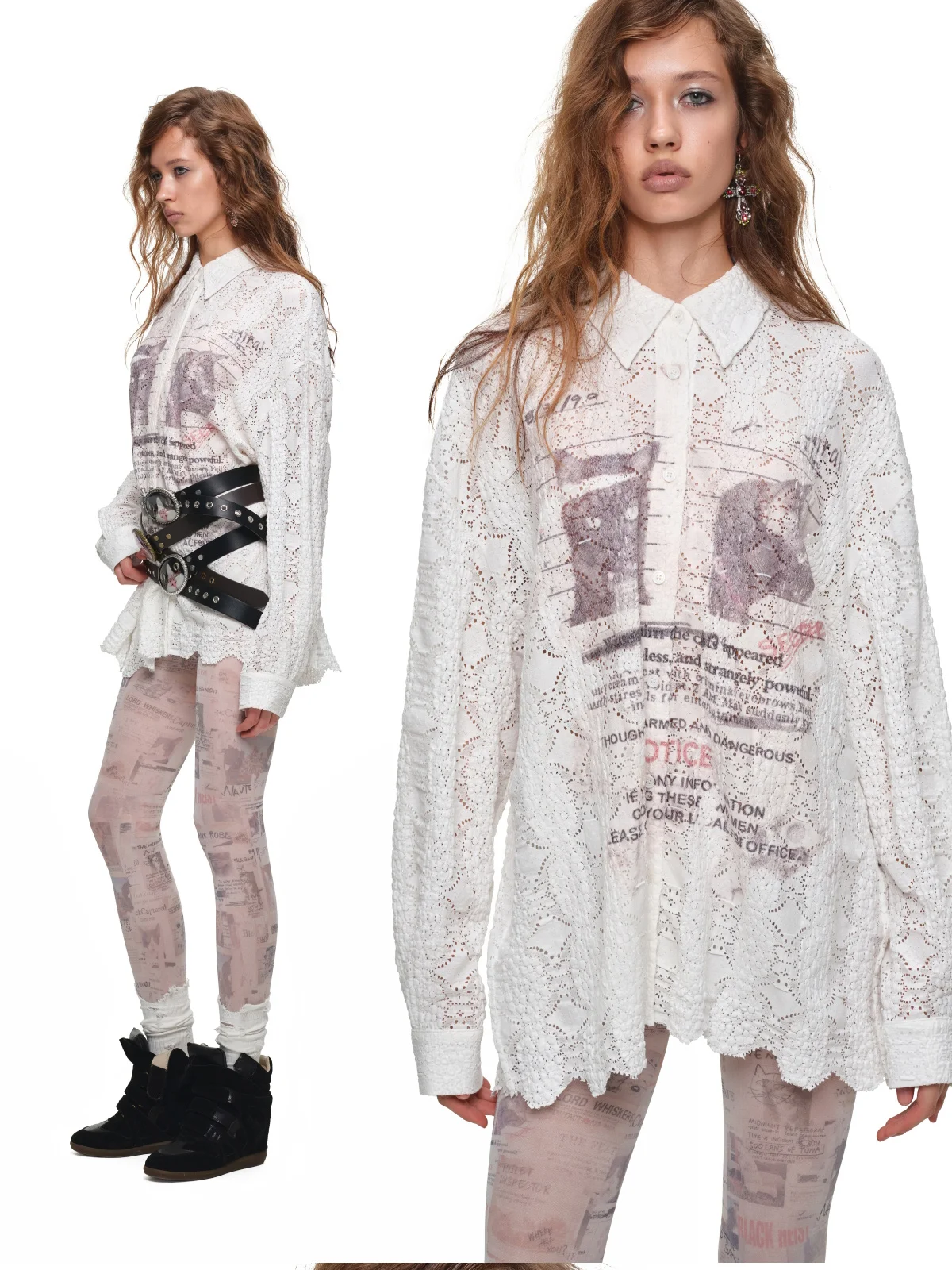 Distressed Cat Graphic Shirt