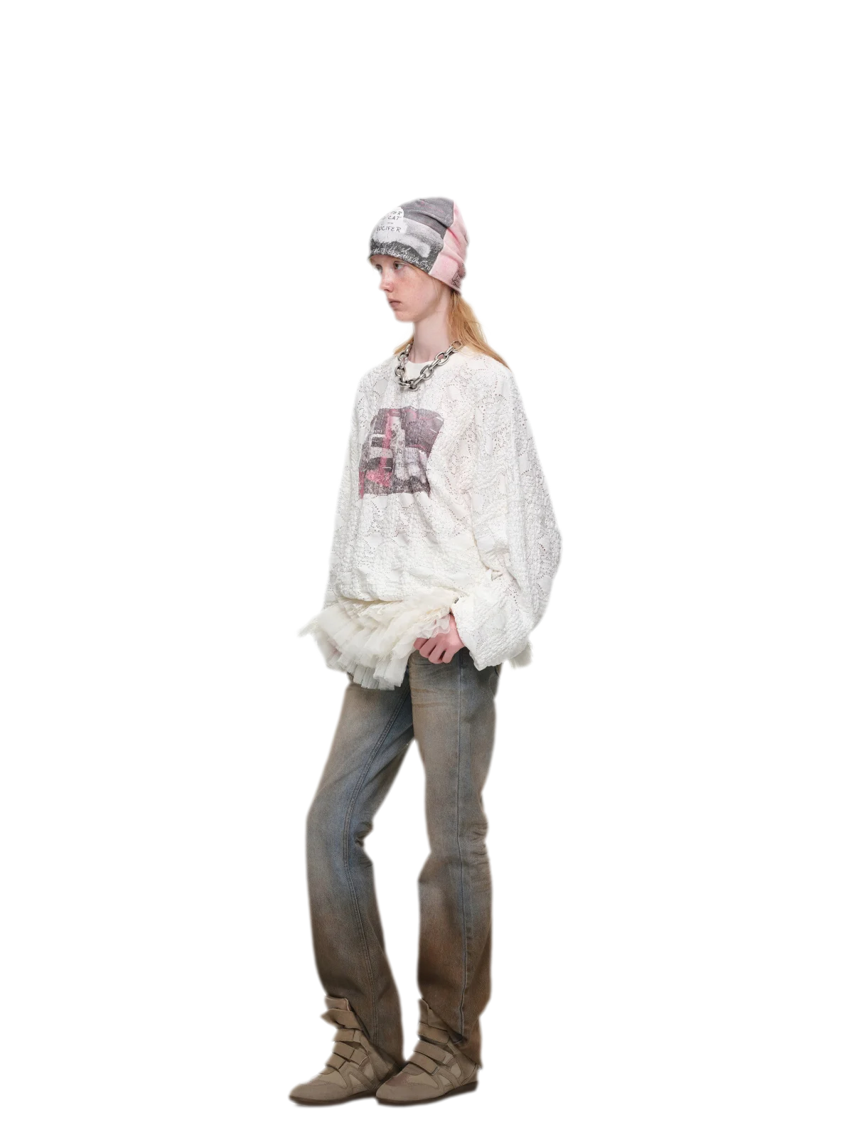 Distressed Cat Graphic Sweatshirt