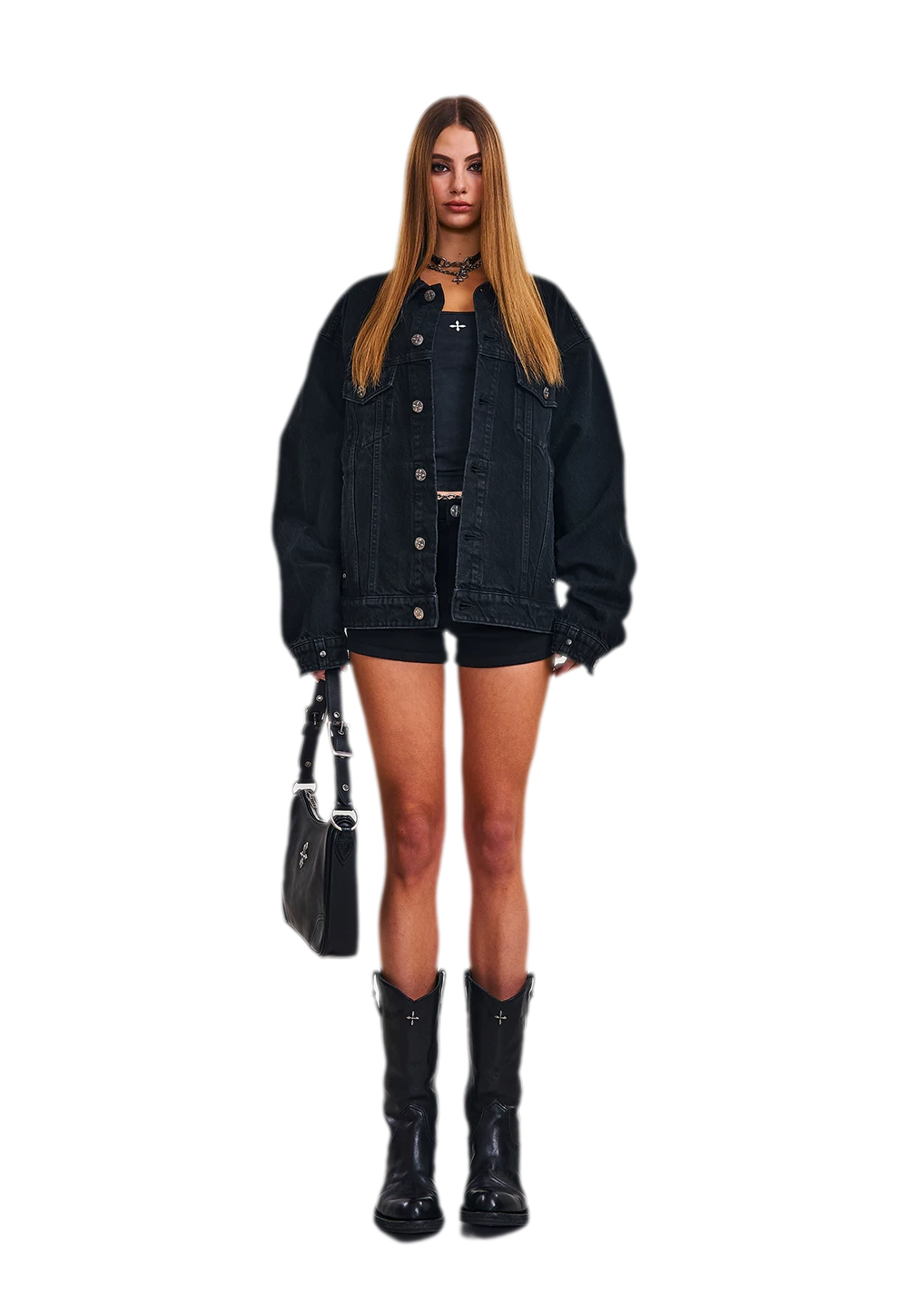 Cross Statue Denim Jacket
