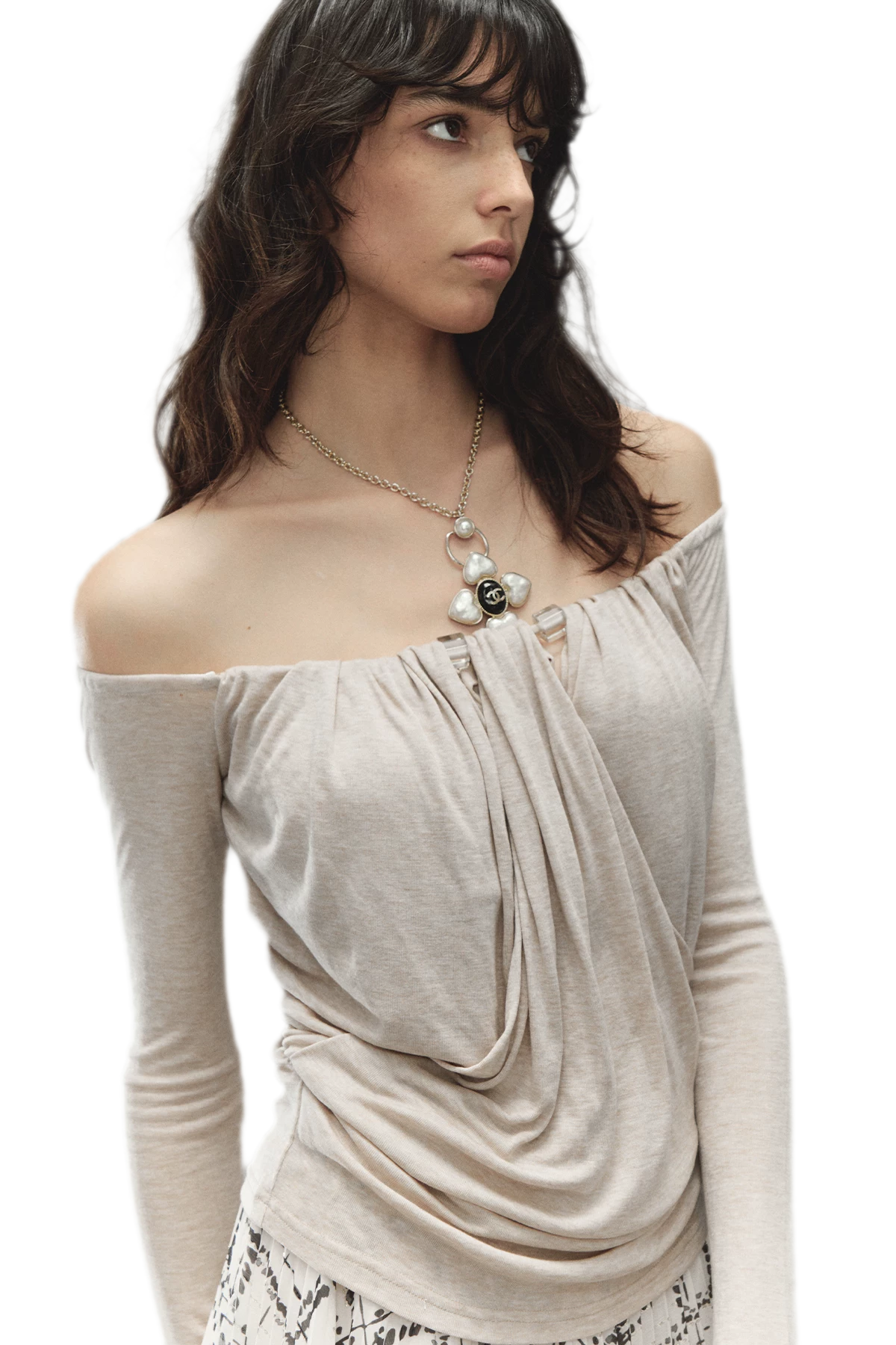 Tencel Wool Off-Shoulder Top