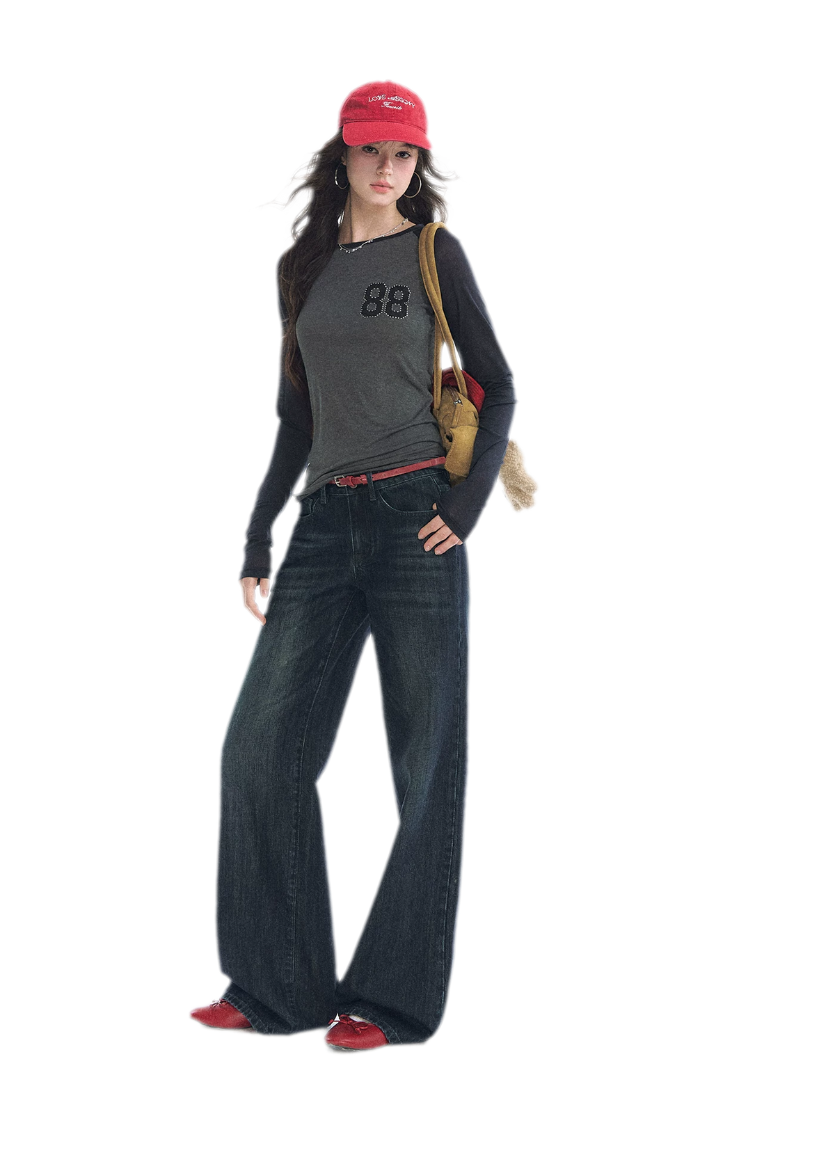 Washed Low-Rise Straight-Leg Jeans
