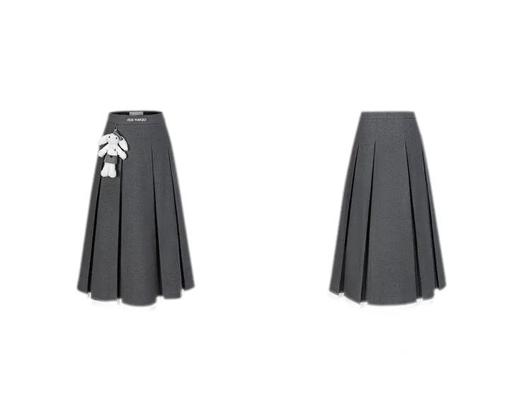 Pleated Suit Midi Skirt