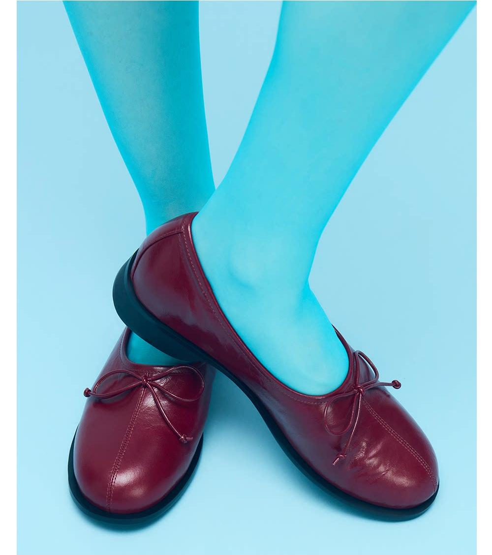 Oiled Leather Bow Ballet Flats