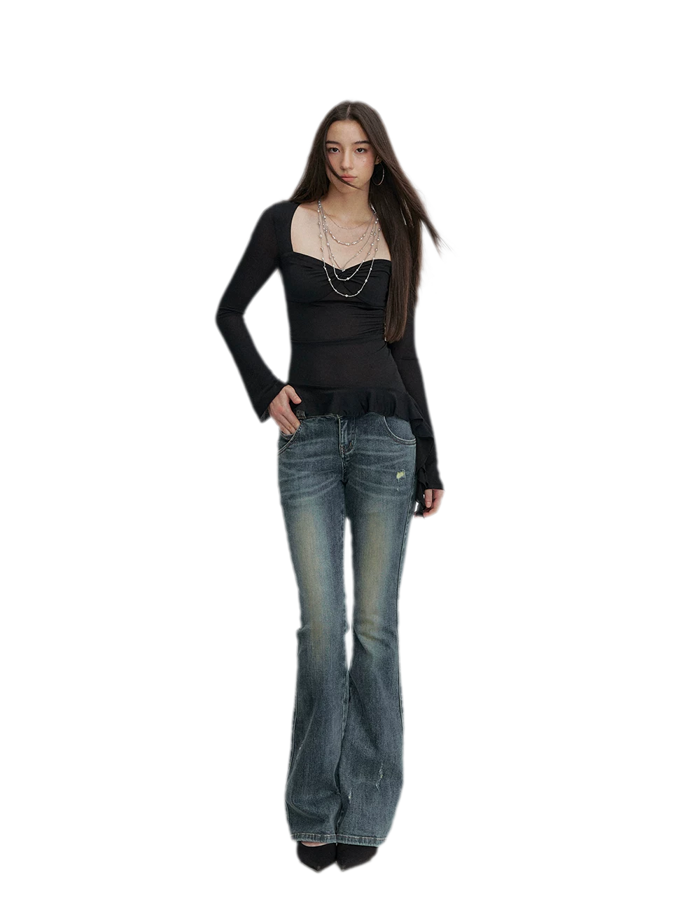 Twist Peplum Long Sleeve Top