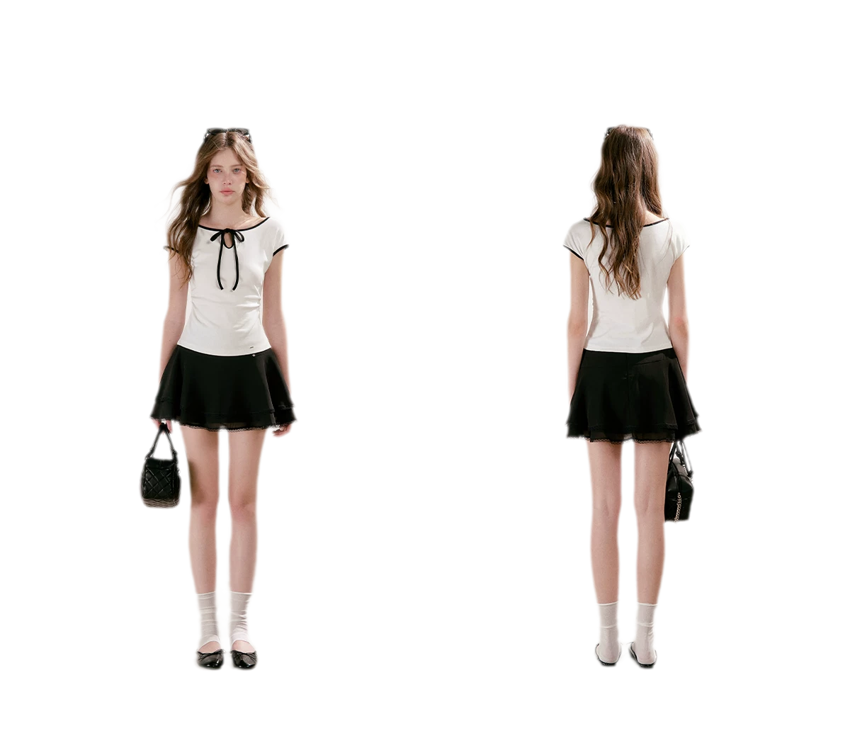 Lace Bow Cutout T-Shirt