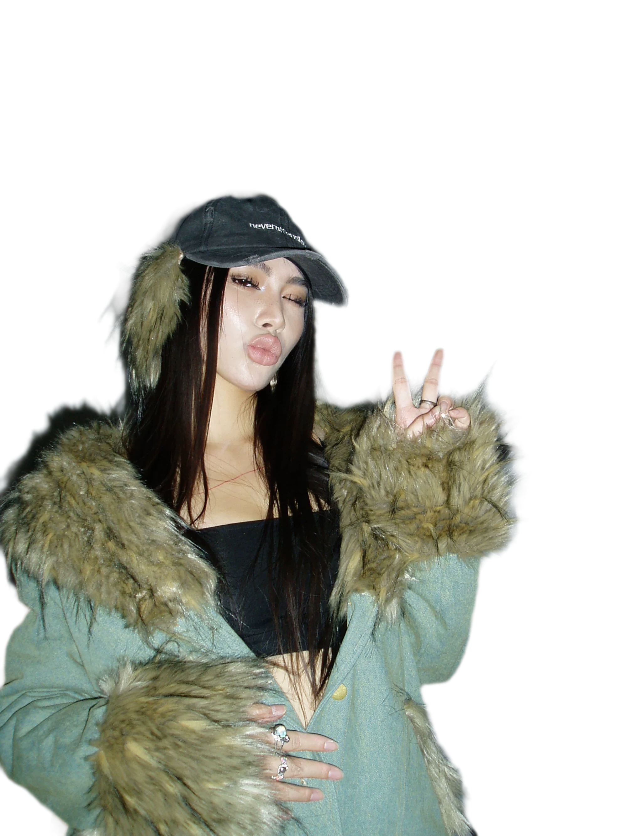 Distressed Faux Fur Cap