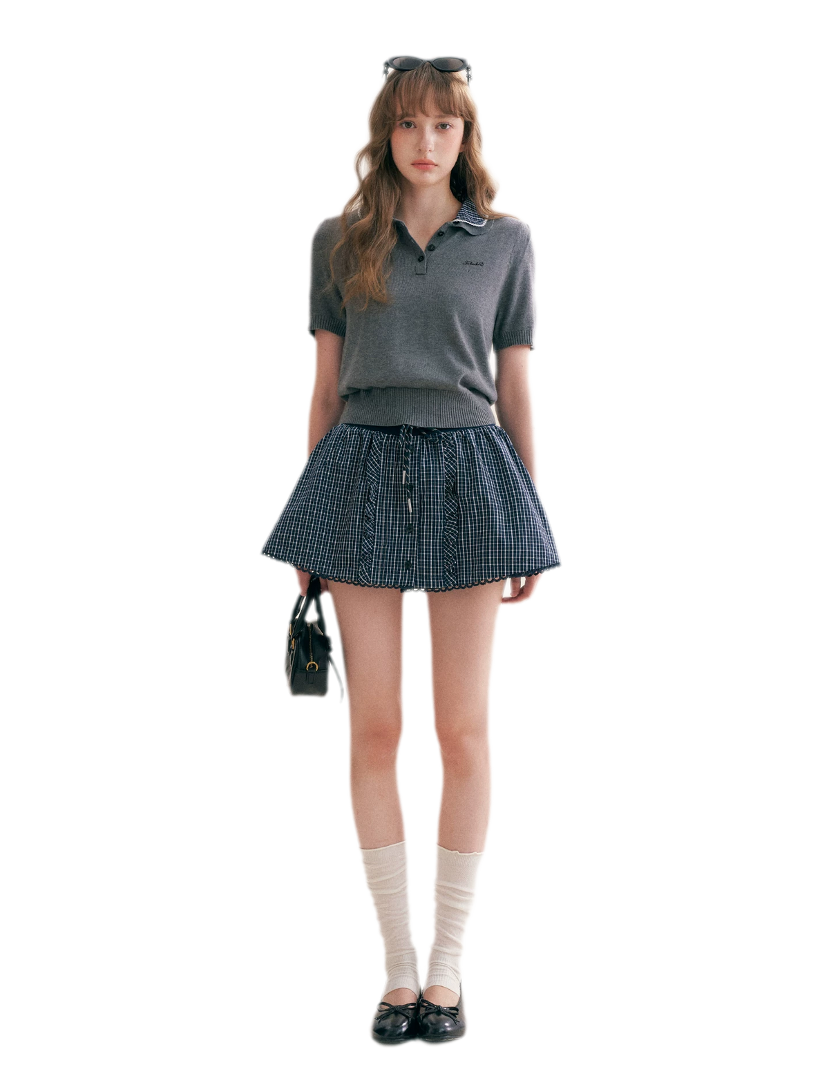 Wool Blend Plaid Skirt Set