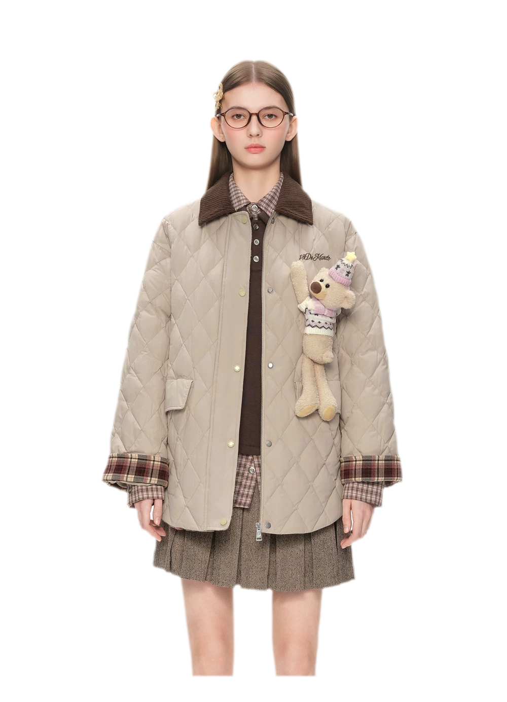 Leichte gesteppte Daunenjacke mit Rautensteppung