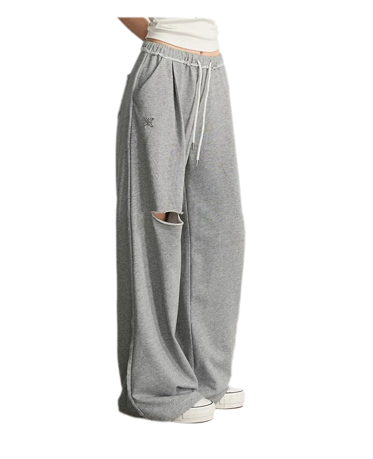 Distressed Wide-Leg Pants