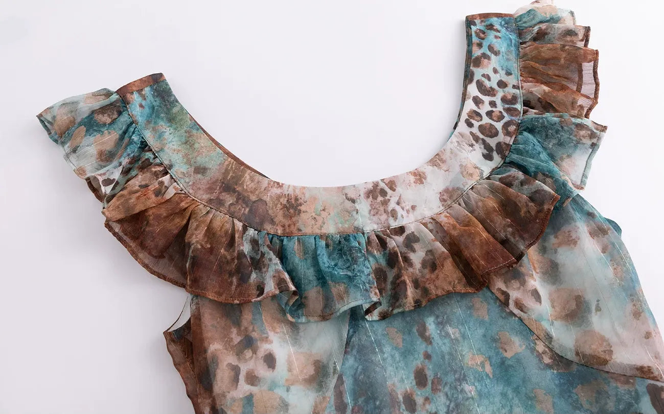 Sea Salt Leopard Chiffon Dress