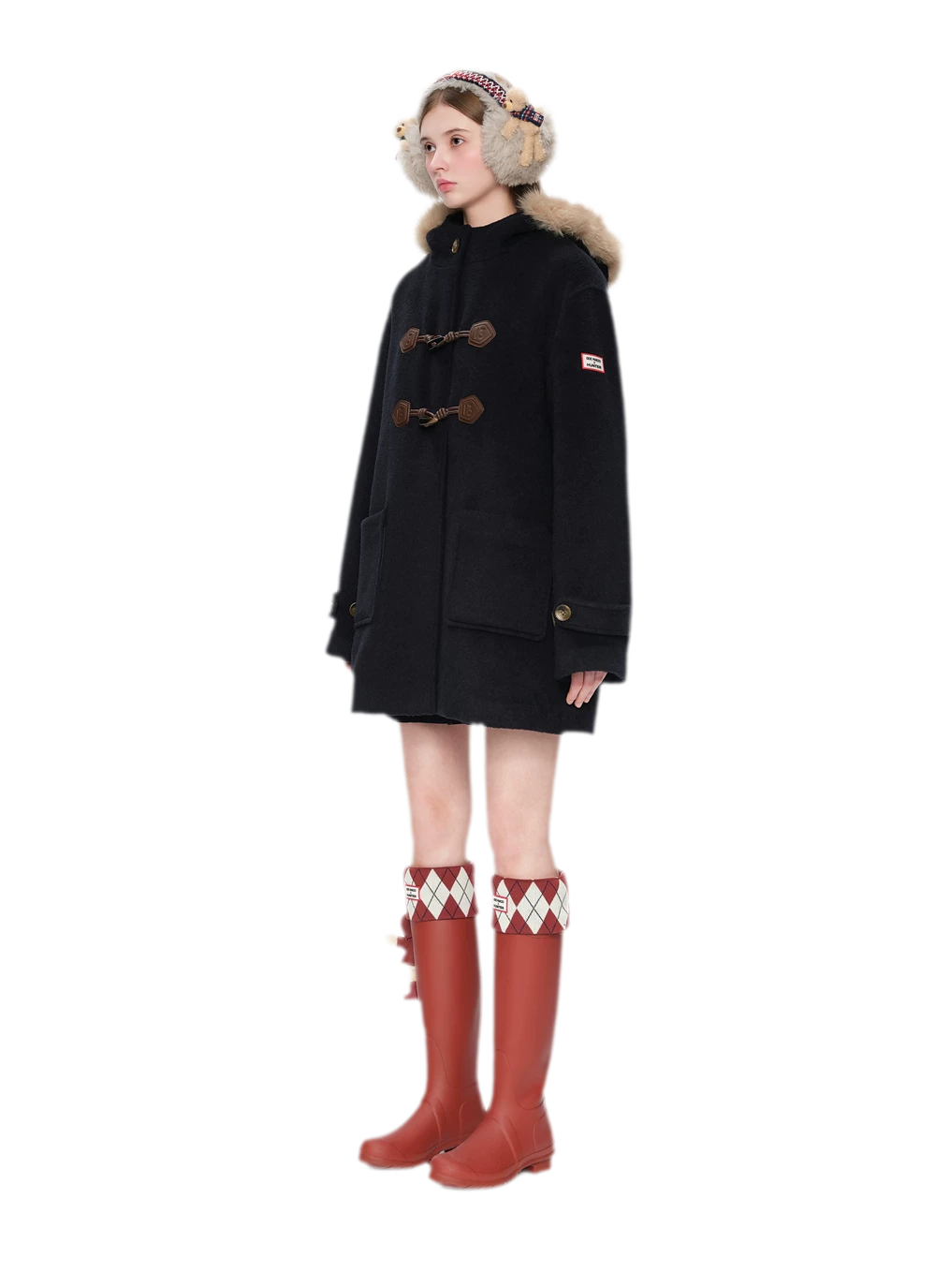 Manteau en laine texturée à boutons brandebourg