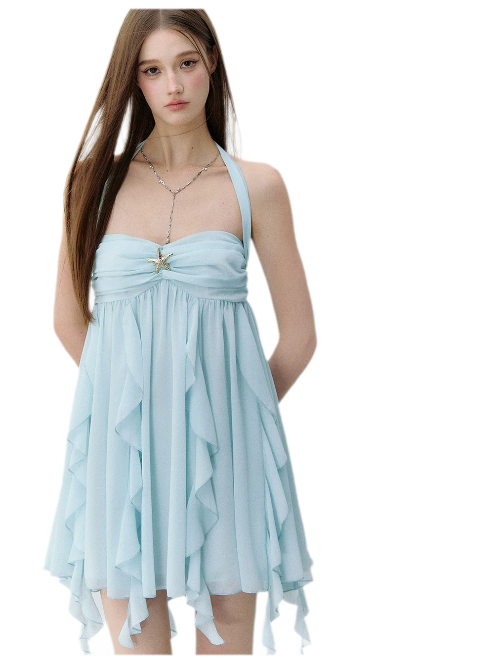 Starfish Ruffle Halter Dress
