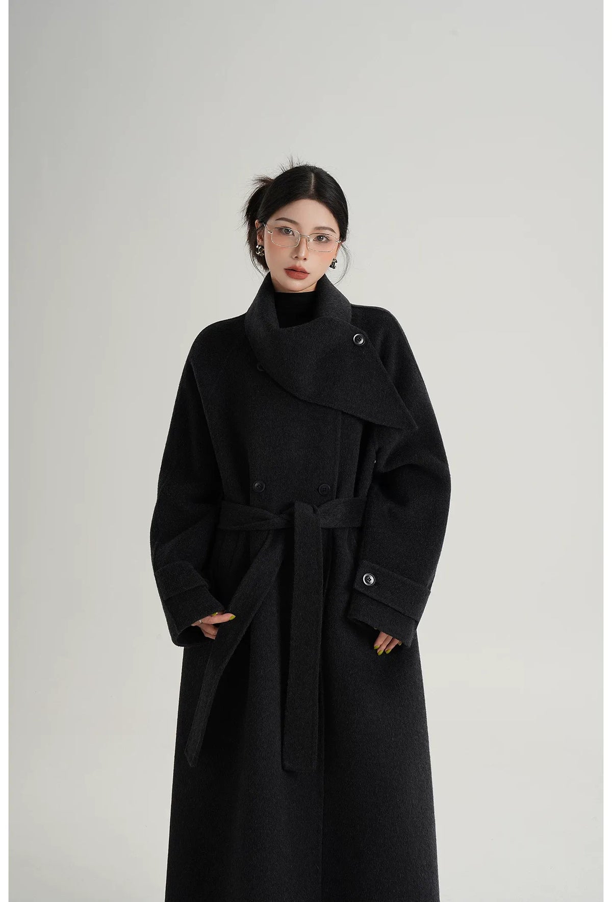Handstitched Shawl Collar Wool Coat