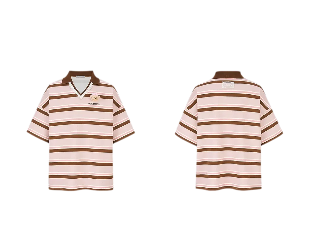 Floral Stripe Polo Tee