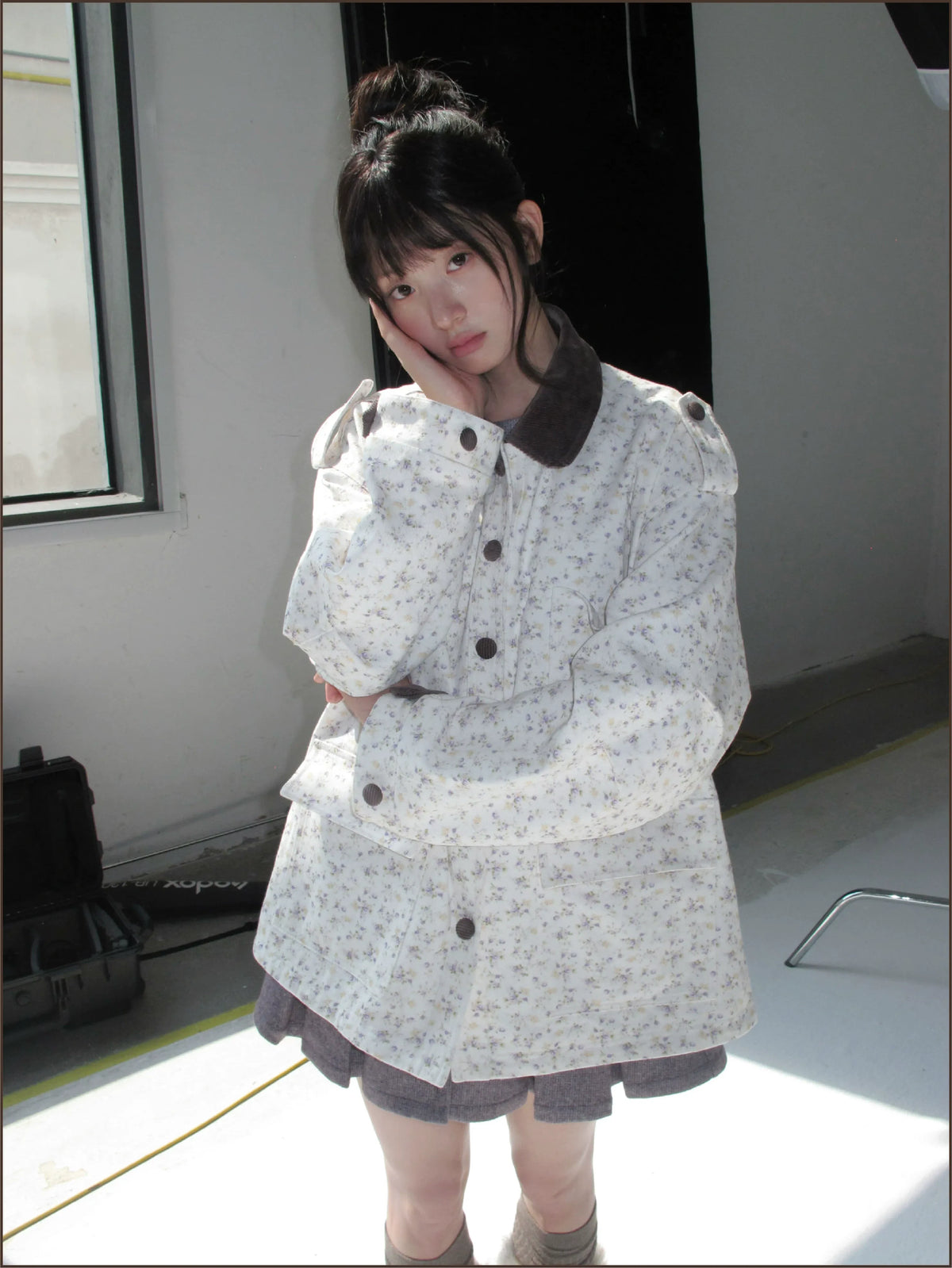 Floral Twill Oversized Utility Jacket