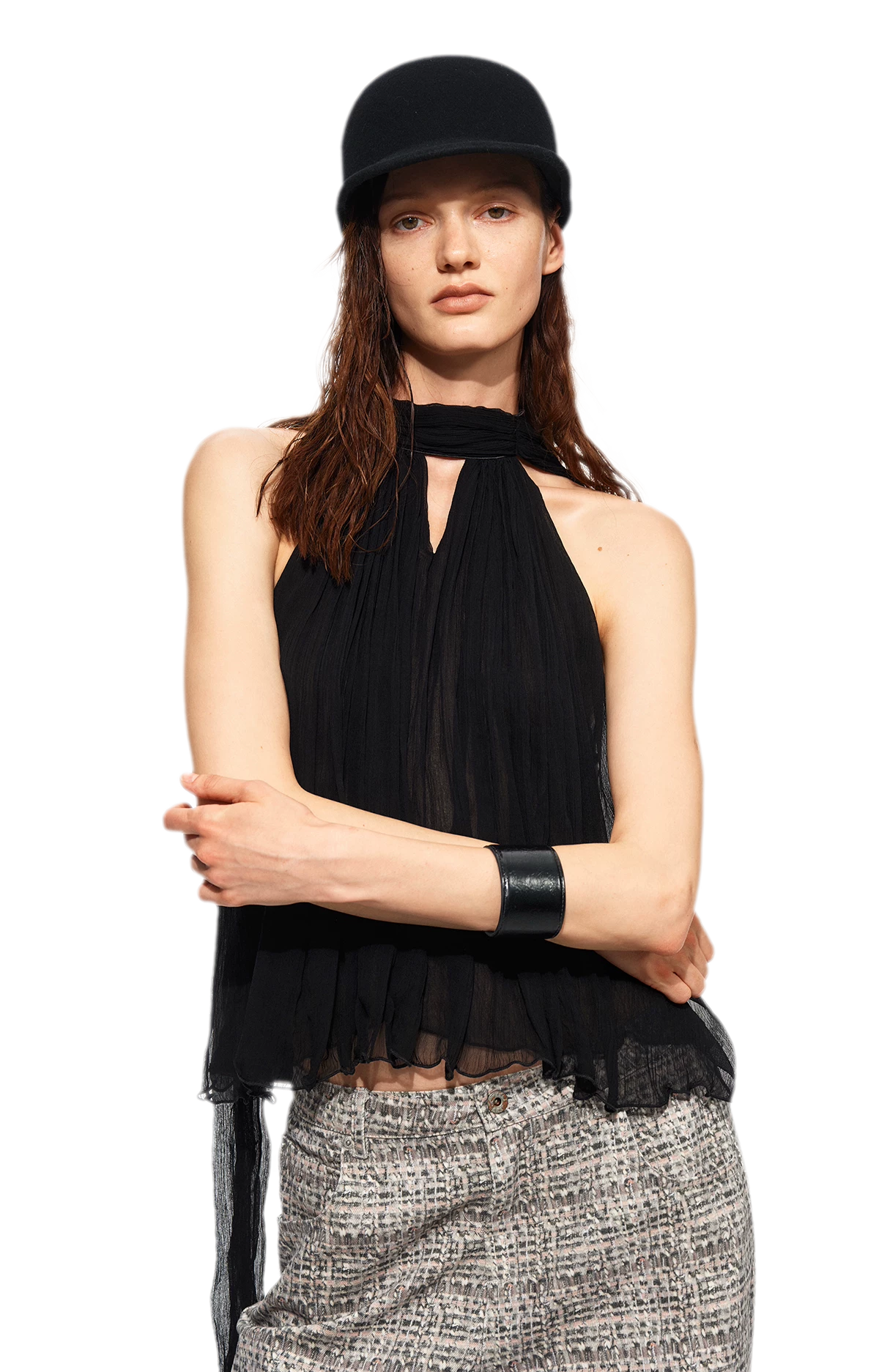 Tie Halter Chiffon Tank
