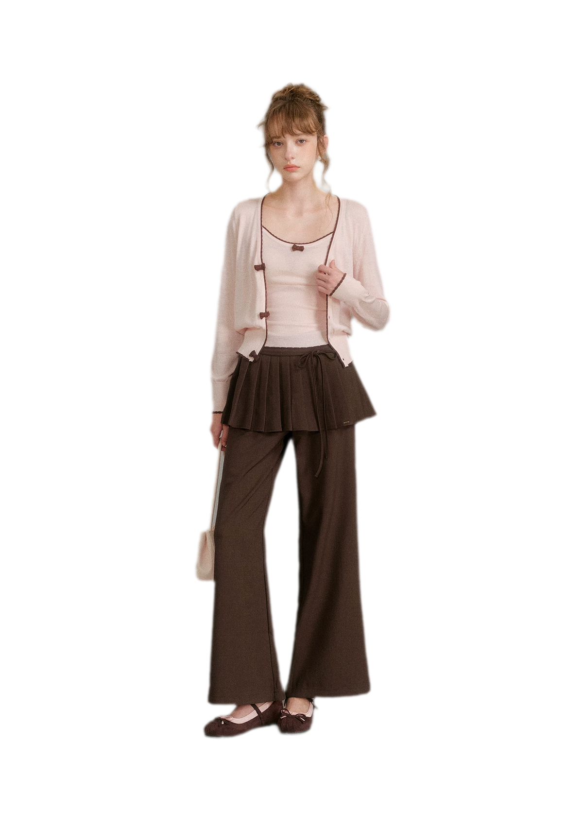 Wool Bow Trim Knit Set