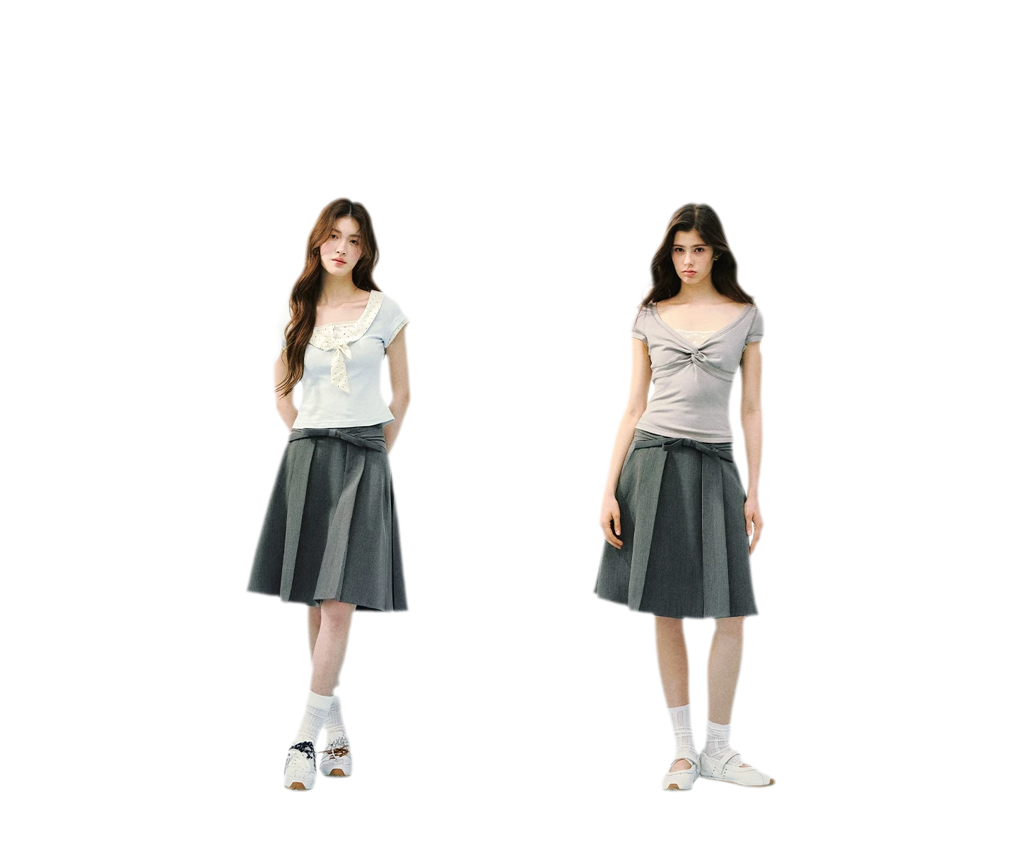High Waist Pleated Midi Skirt