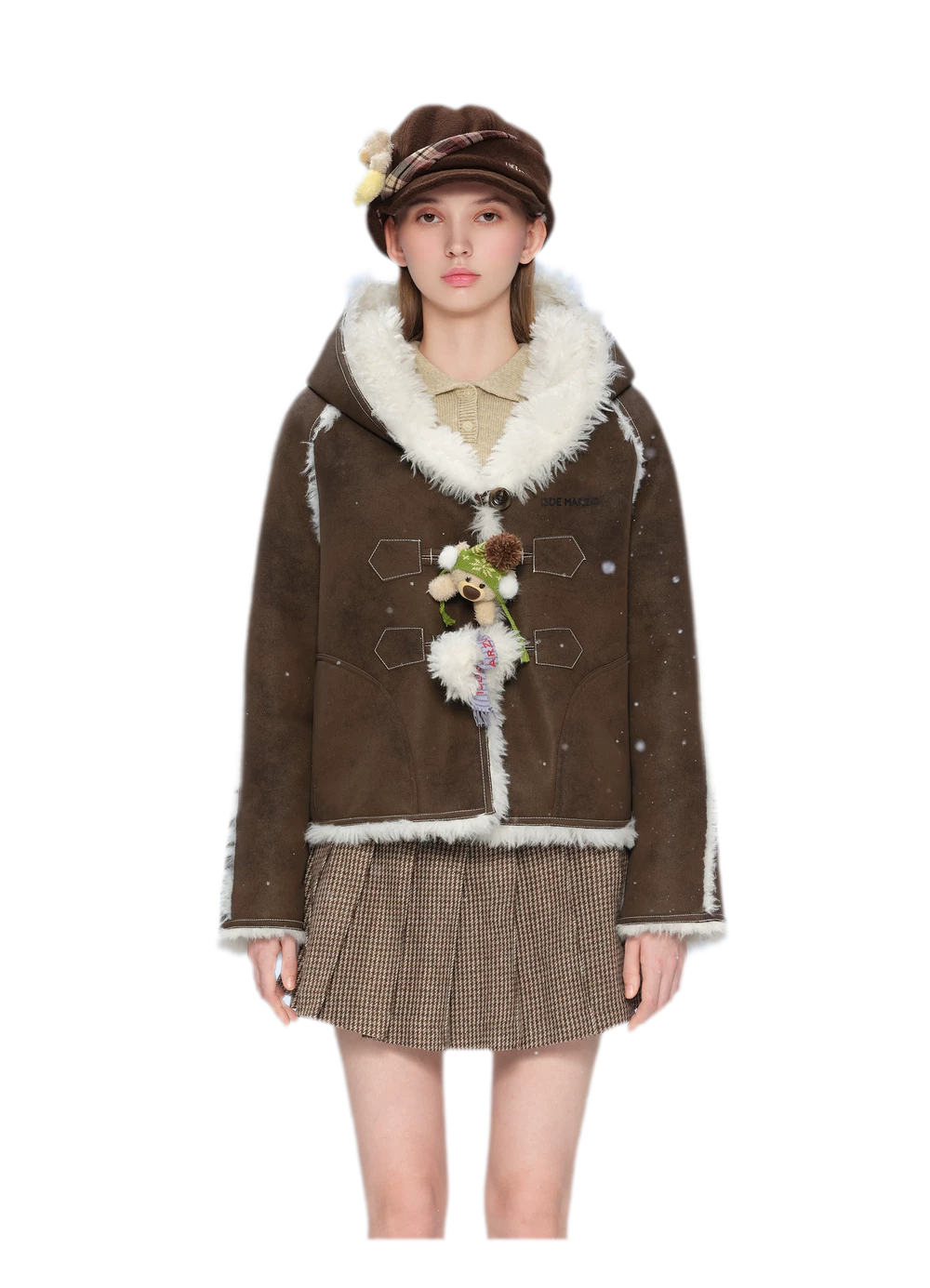 Veste courte réversible en fausse fourrure