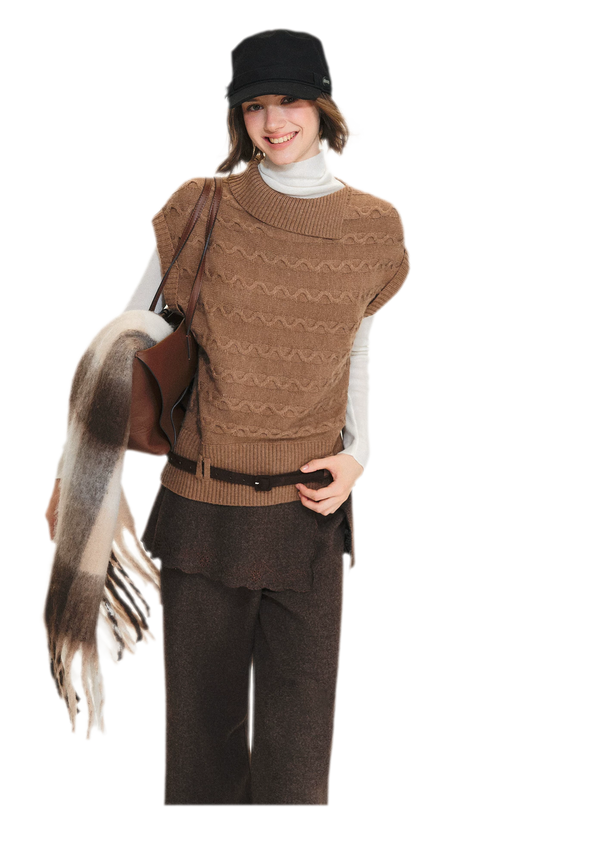 Weicher karierter Oversize-Schal mit Fransen