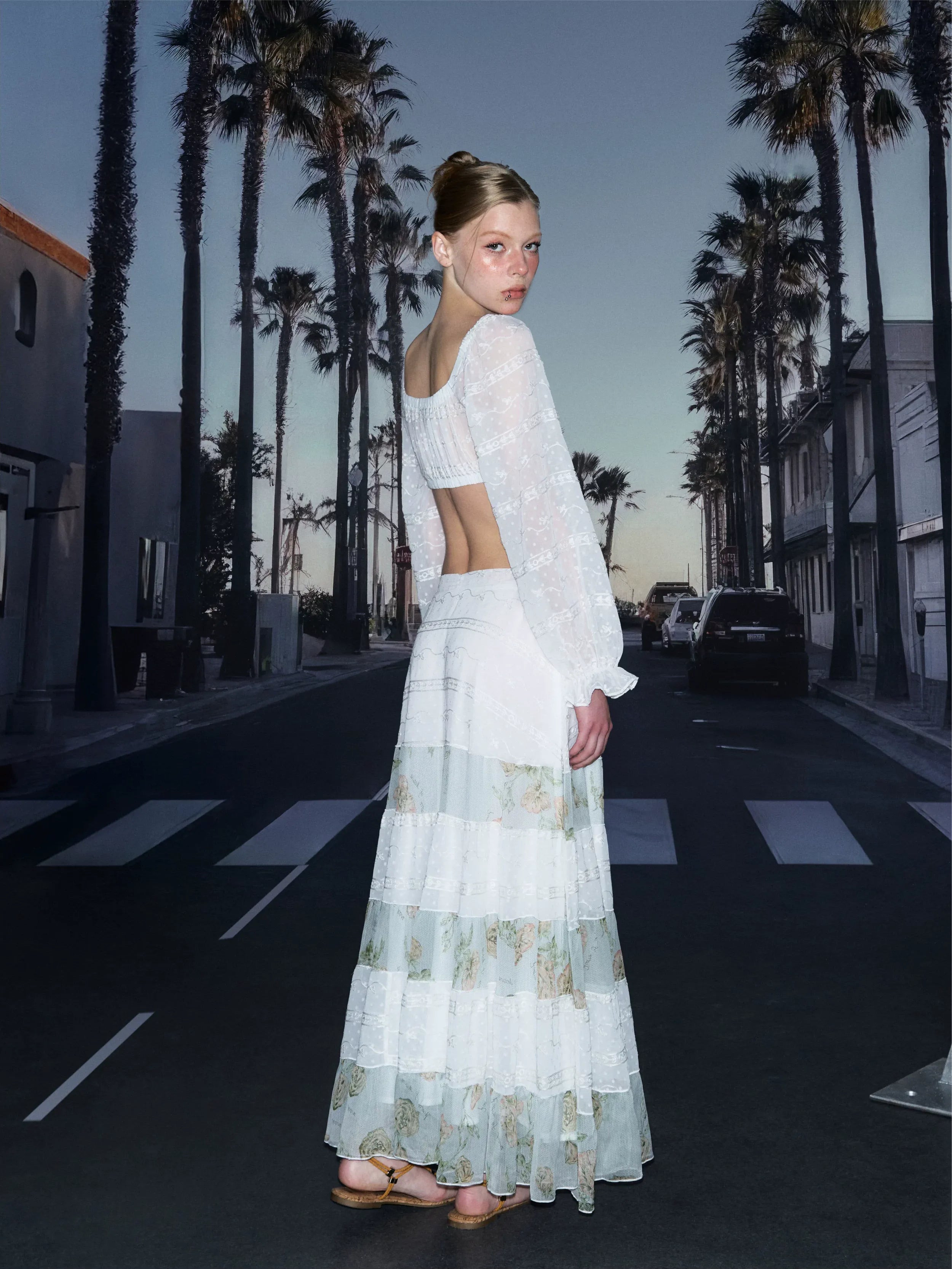 Chiffon Patchwork Maxi Skirt
