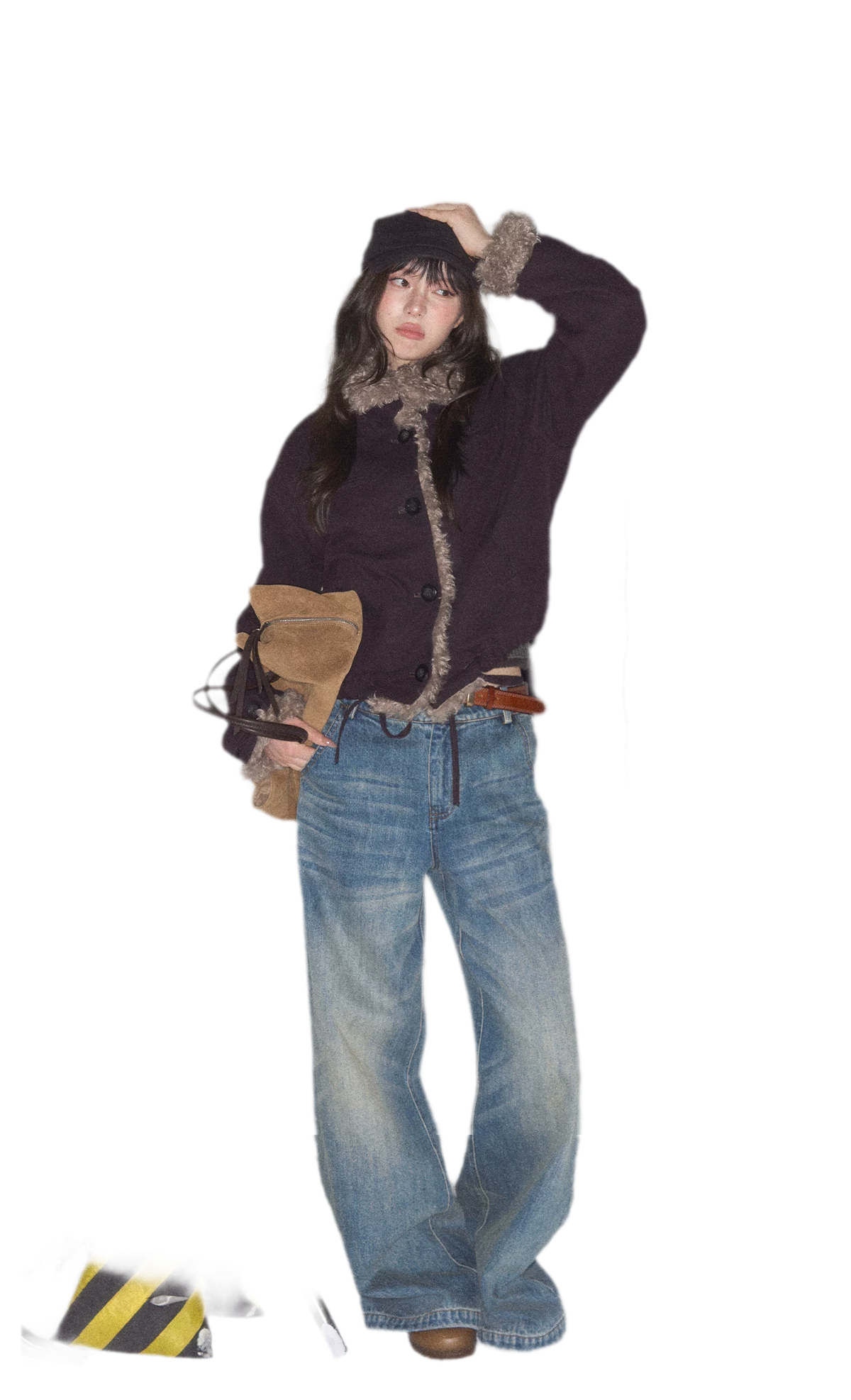 Plush Contrast Cropped Jacket