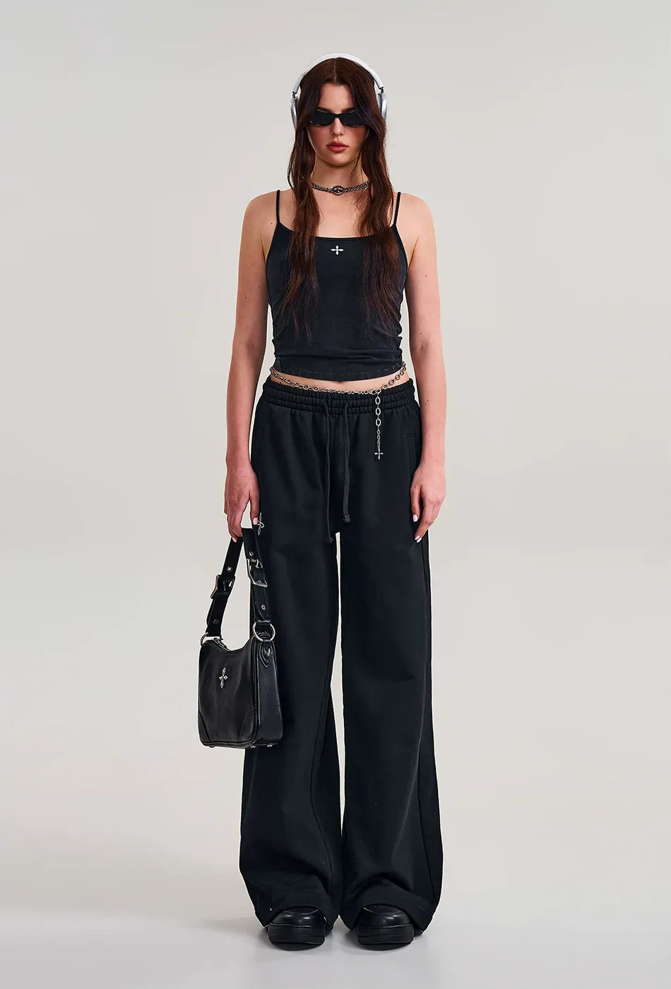 Cross Statue Wide-Leg Cotton Sweatpants