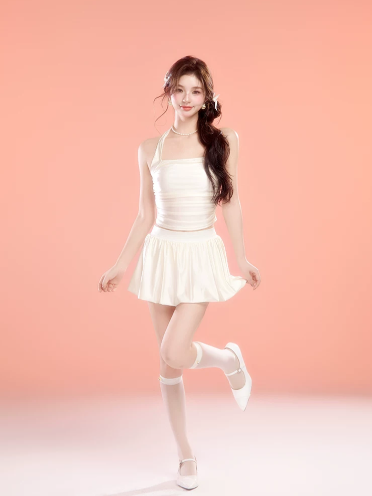 White Two-Piece Swim Dress