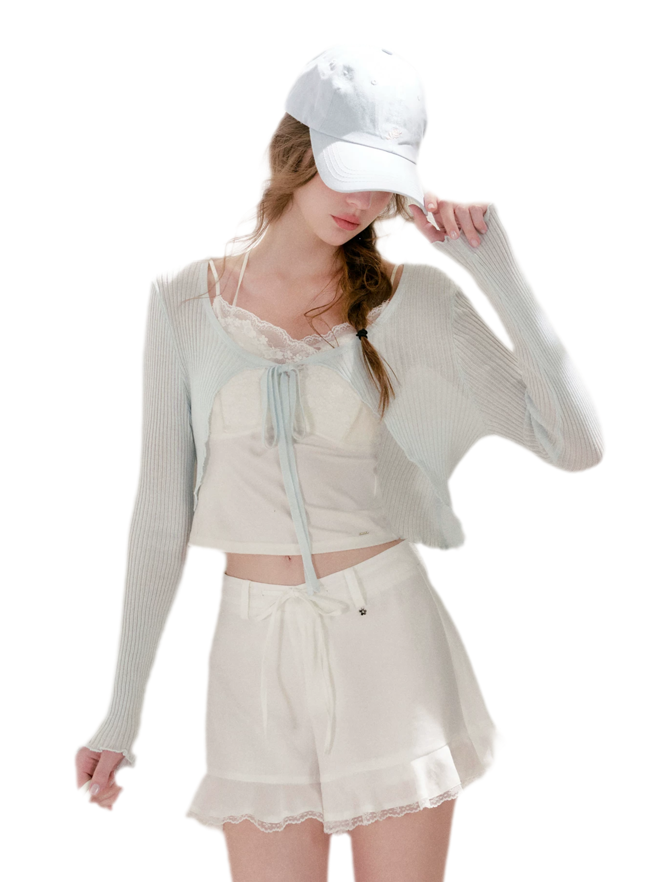 Lyocell Ribbed Tie-Front Cardigan