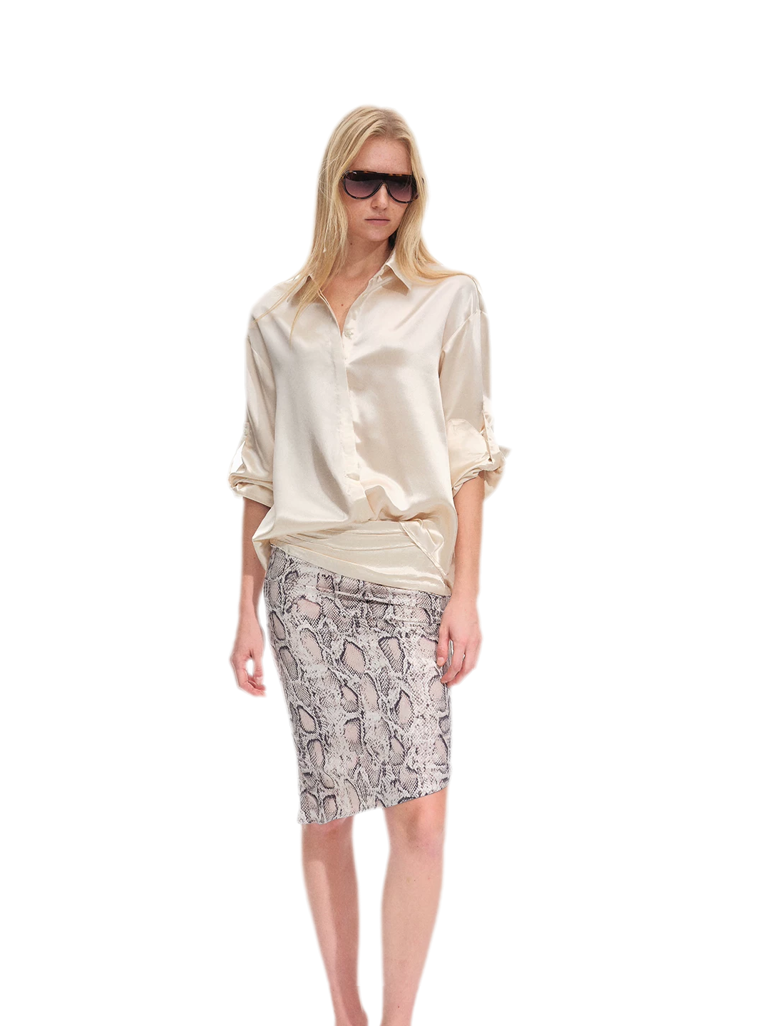 Vintage kokerrok met slangenprint