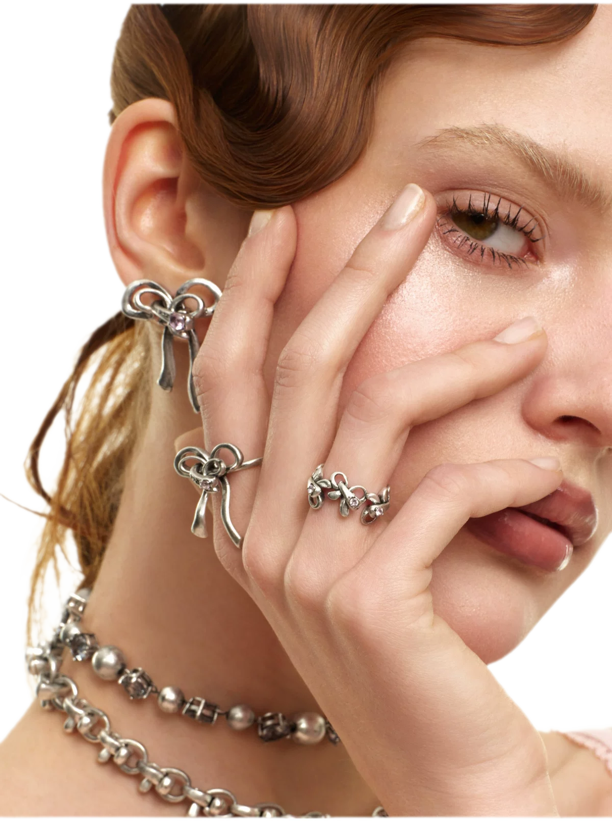 Vintage Bowknot Ring with Rhinestones