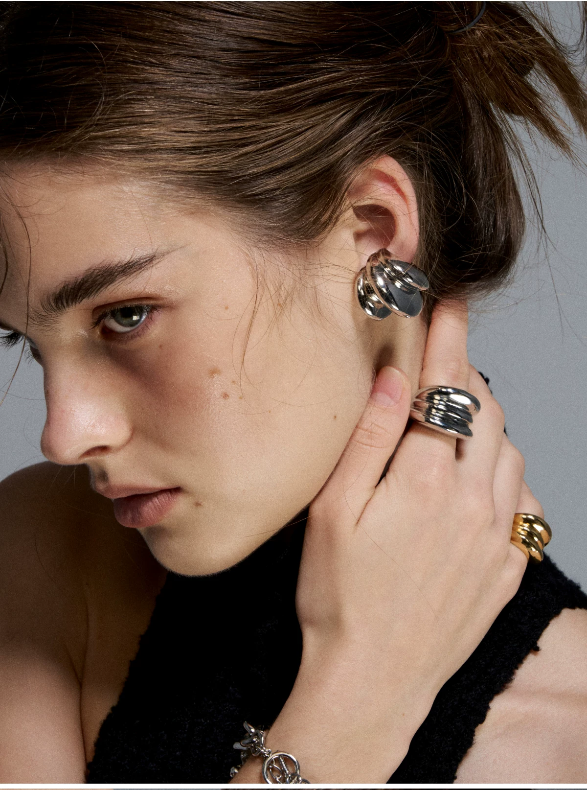 Punk Style Gold & Silver Layered Ring