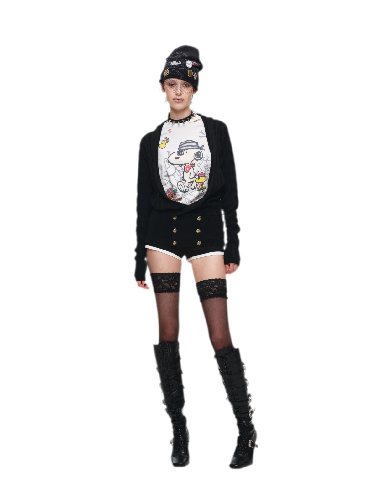 Double-Breasted V-Neck Cardigan