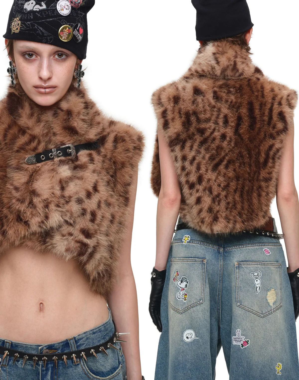 Belted Leopard Faux Fur Vest