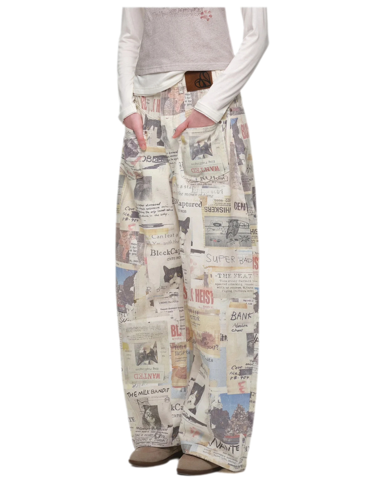 Pantalon en toile imprimé à jambes larges