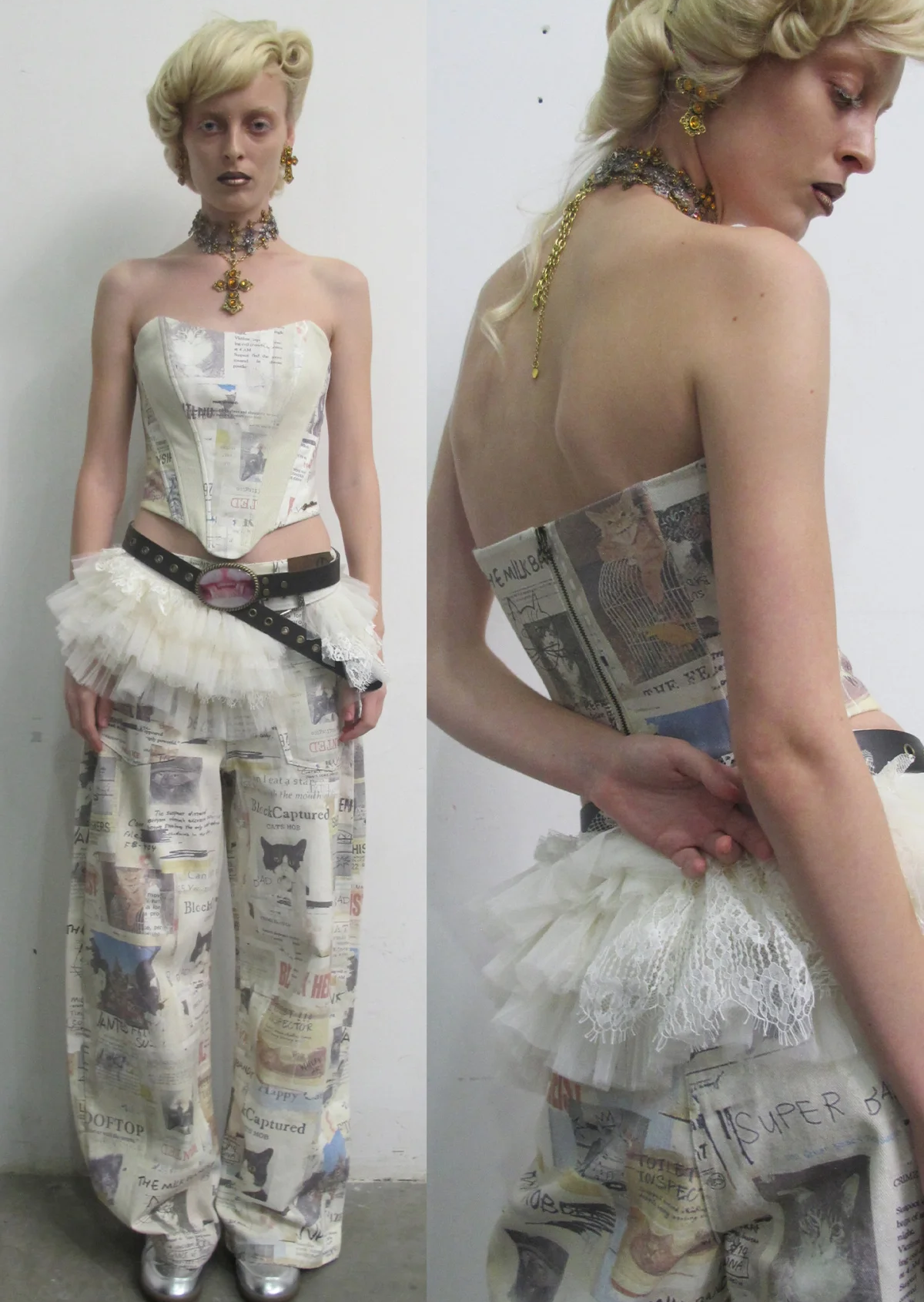 Layered Lace Waist Cincher Skirt