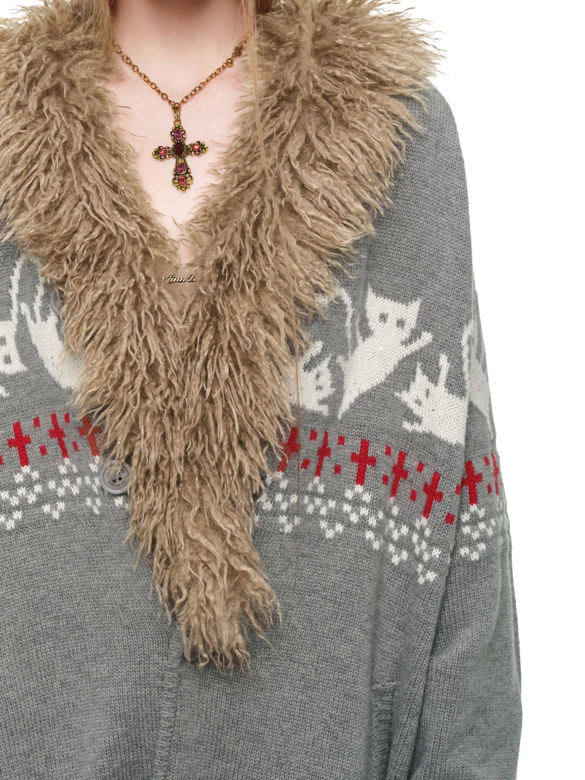 Gilet jacquard Fair Isle avec chats