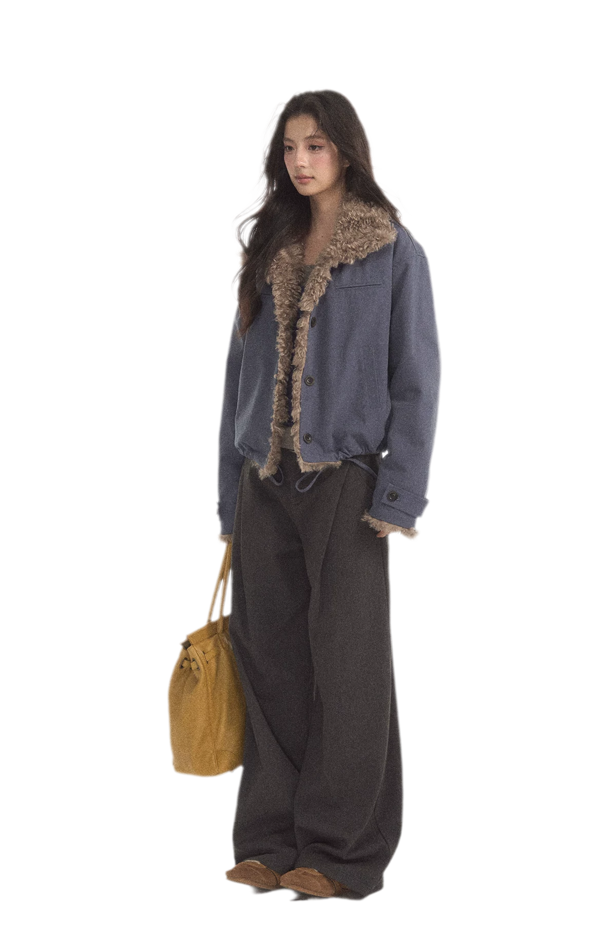 Faux Lamb-Wool Patchwork Jacket