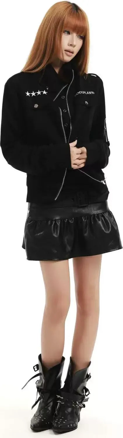 Veste en daim ajustée brodée