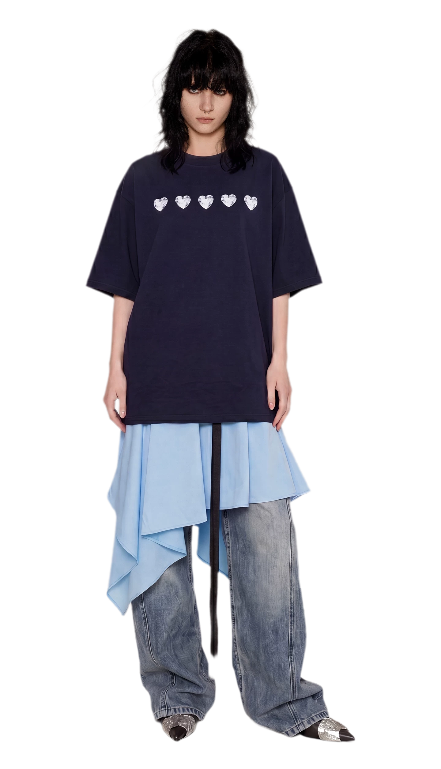 Silver Print Oversized T-Shirt