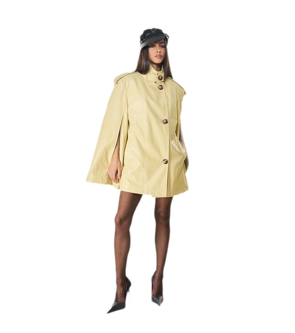 Glossy PU Cape Coat