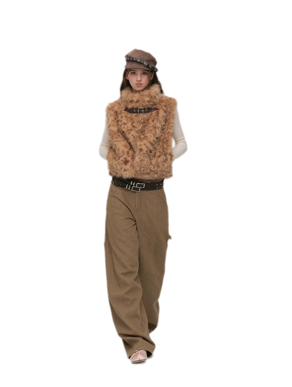 Embossed Buckle Newsboy Beret