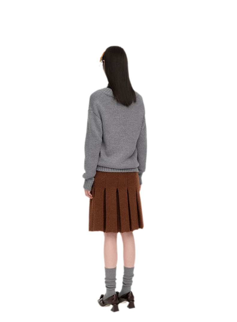 Wool Ribbed V-Neck Sweater
