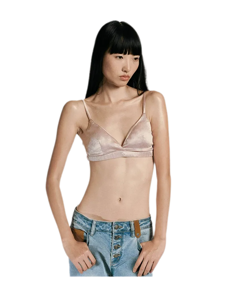 Crinkled Acetate Triangle Bra