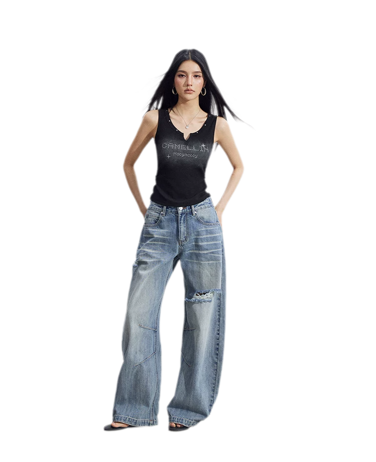 Rhinestone V-Neck Tank