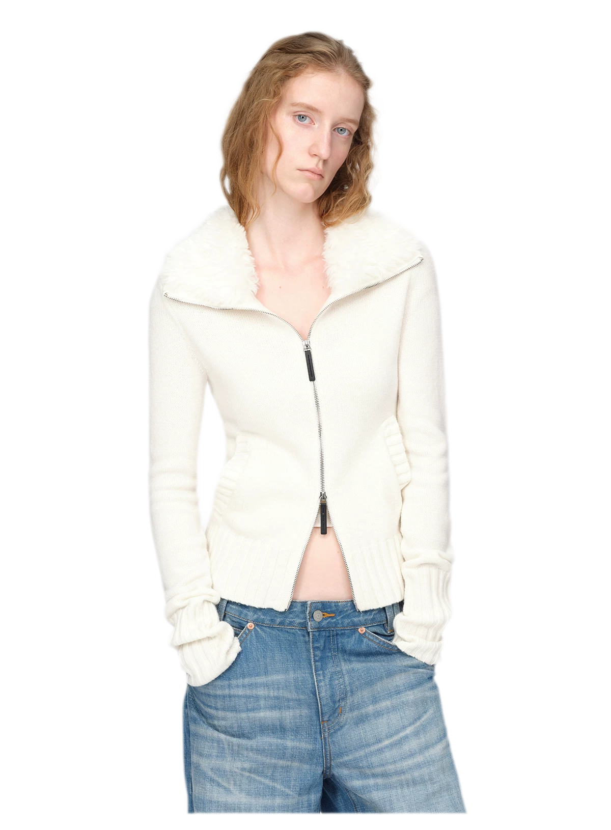Wool Ribbed Fitted Cardigan